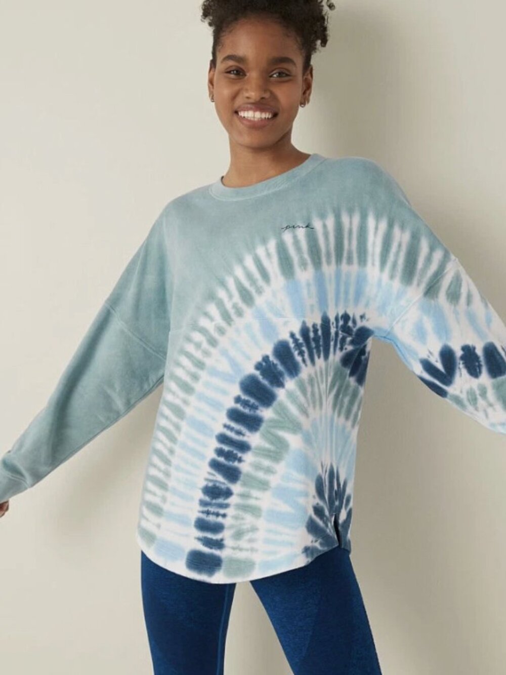 PINK Victoria's Secret Blue Tie-Dye Sweatshirt